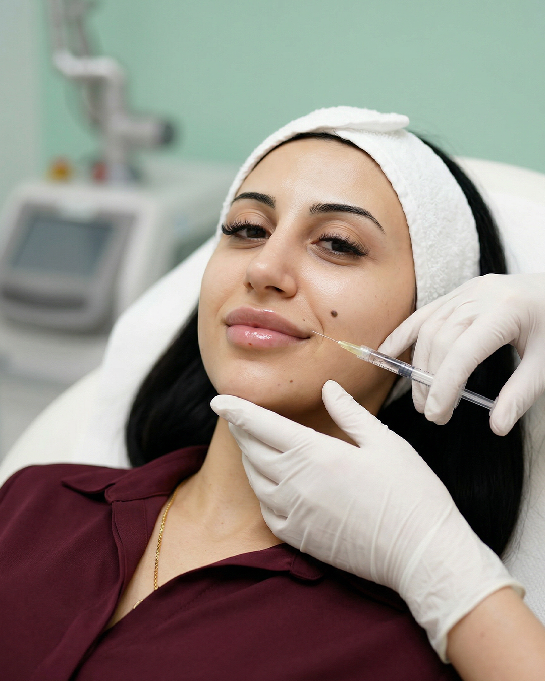 Hyaluronic acid dermal filler treatment for facial contouring