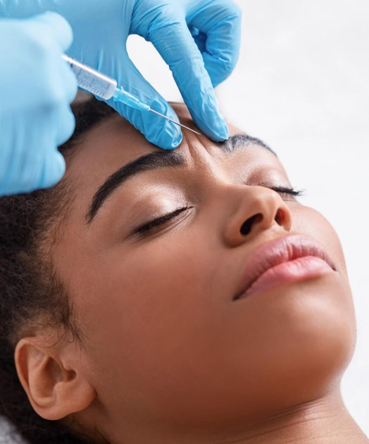 Aesthetic skin care treatment in progress