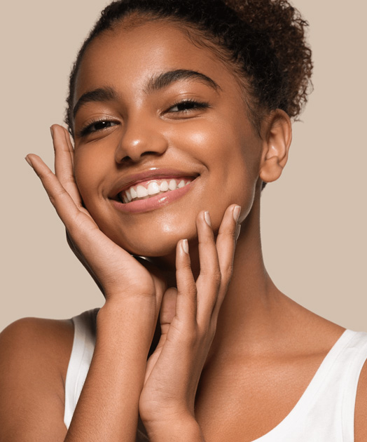 Woman with radiant, healthy skin after treatment